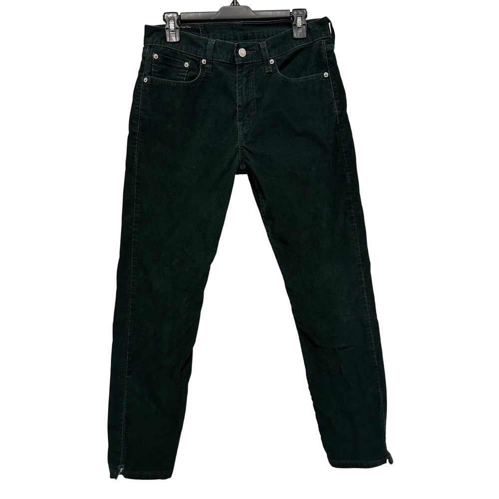 Levis 502 Taper Mens Corduroy Pants Forest Green 29x28 Regular Fit Trousers Flaw